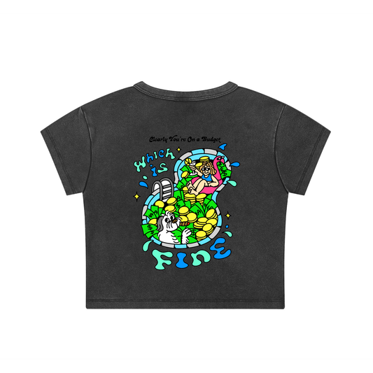 Baby Knees Snow Wash Crop Top - Faded Black
