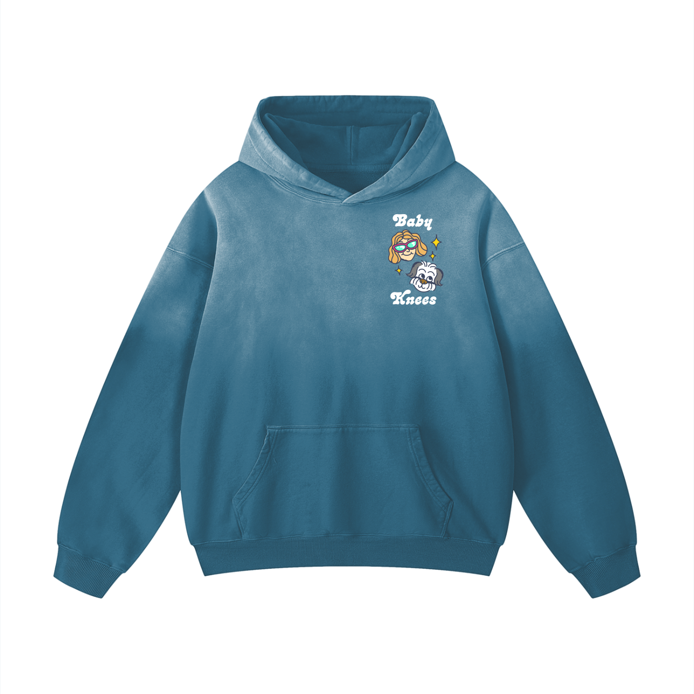 Baby Knees Faded Oversized Hoodie - Blue
