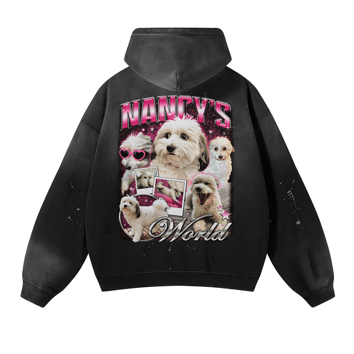 Nancy’s World Vintage Wash Oversized Frayed Fleece Hoodie
