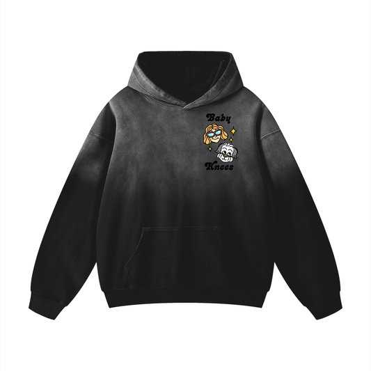 Baby Knees Faded Oversized Hoodie - Black