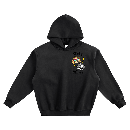 Baby Knees Fleece Boxy Hoodie - Black