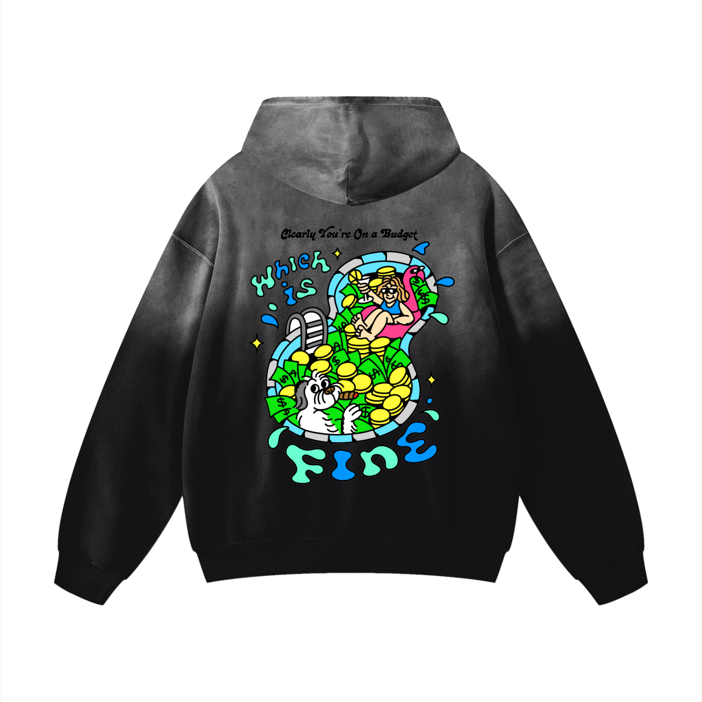Baby Knees Faded Oversized Hoodie - Black