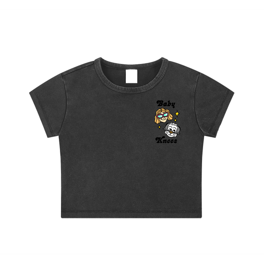 Baby Knees Snow Wash Crop Top - Faded Black